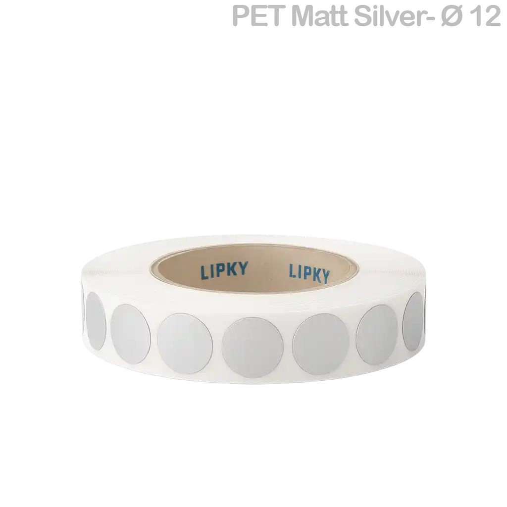Круглые этикетки PET Matt Silver Ø12 мм 2000 шт в рулоне